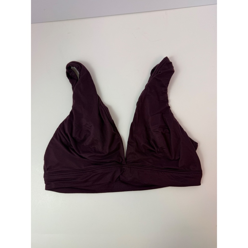 Victoria's Secret Wireless Plunge Bralette Plum Purple Gold Logo Size Small